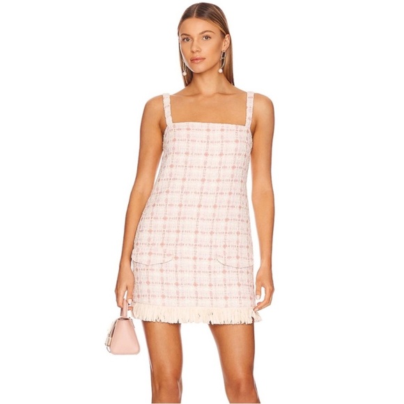 ALEXIS tweed fringe hem mini dress NEW